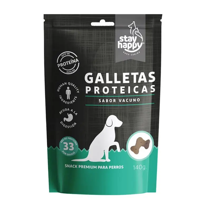 STAY HAPPY SNACK GALLETAS PROTEICAS - SABOR VACUNO