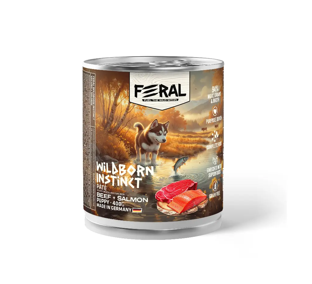 Feral Wildborn Instinct Carne y Salmon Cachorro 400gr